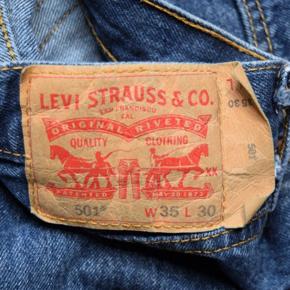 Levi's 501 Men's 35x29 Original Straight Leg Button Fly Dark Wash Denim Jeans